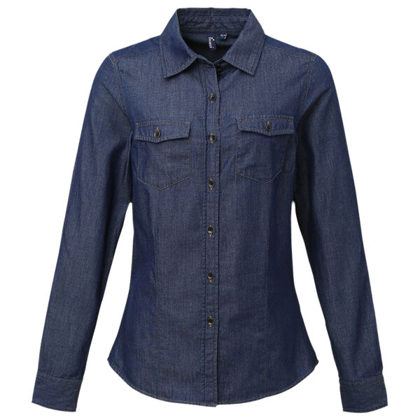 Ladies Denim Long Sleeve Shirt Thumbnail